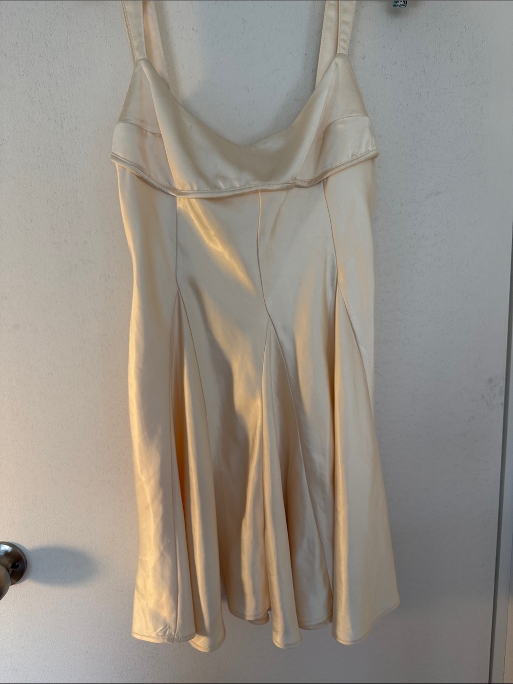 Free People Cream Satin Mini Dress with Spaghetti Straps